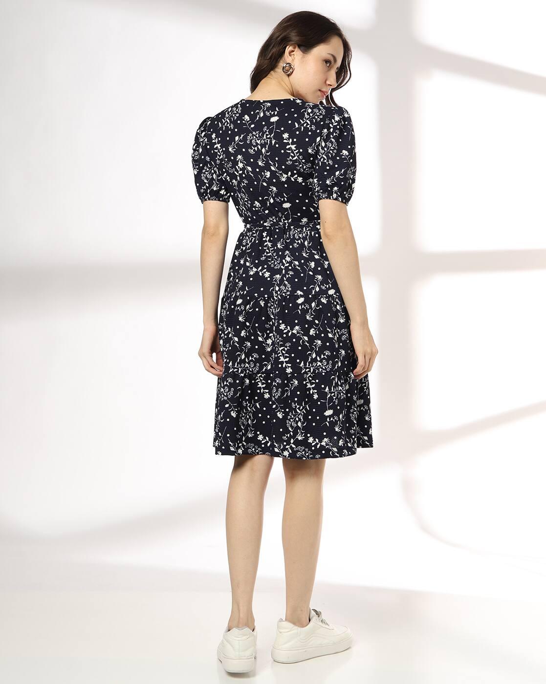 Women Floral Print Wrap Dress