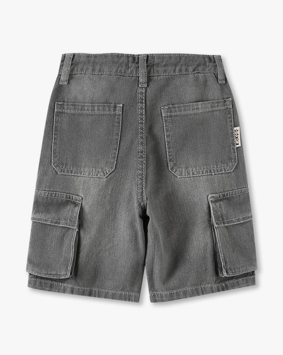 Boys Washed Regular Fit Denim Cargo Shorts