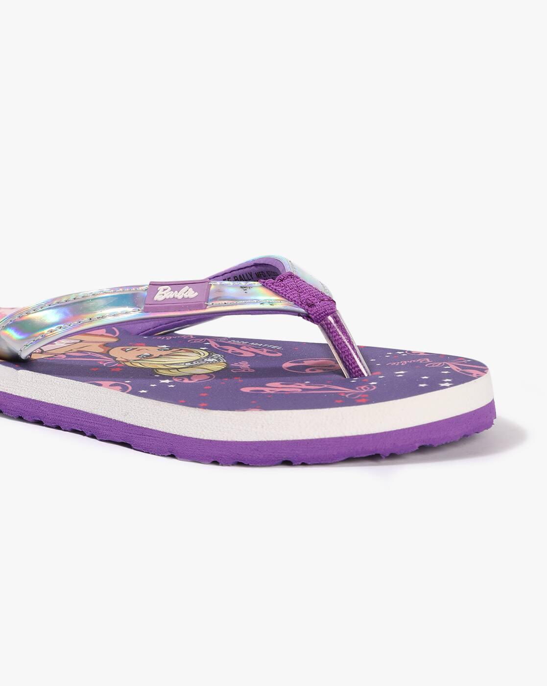 Girls Thong-Strap Flip-Flops with Printed Footbed