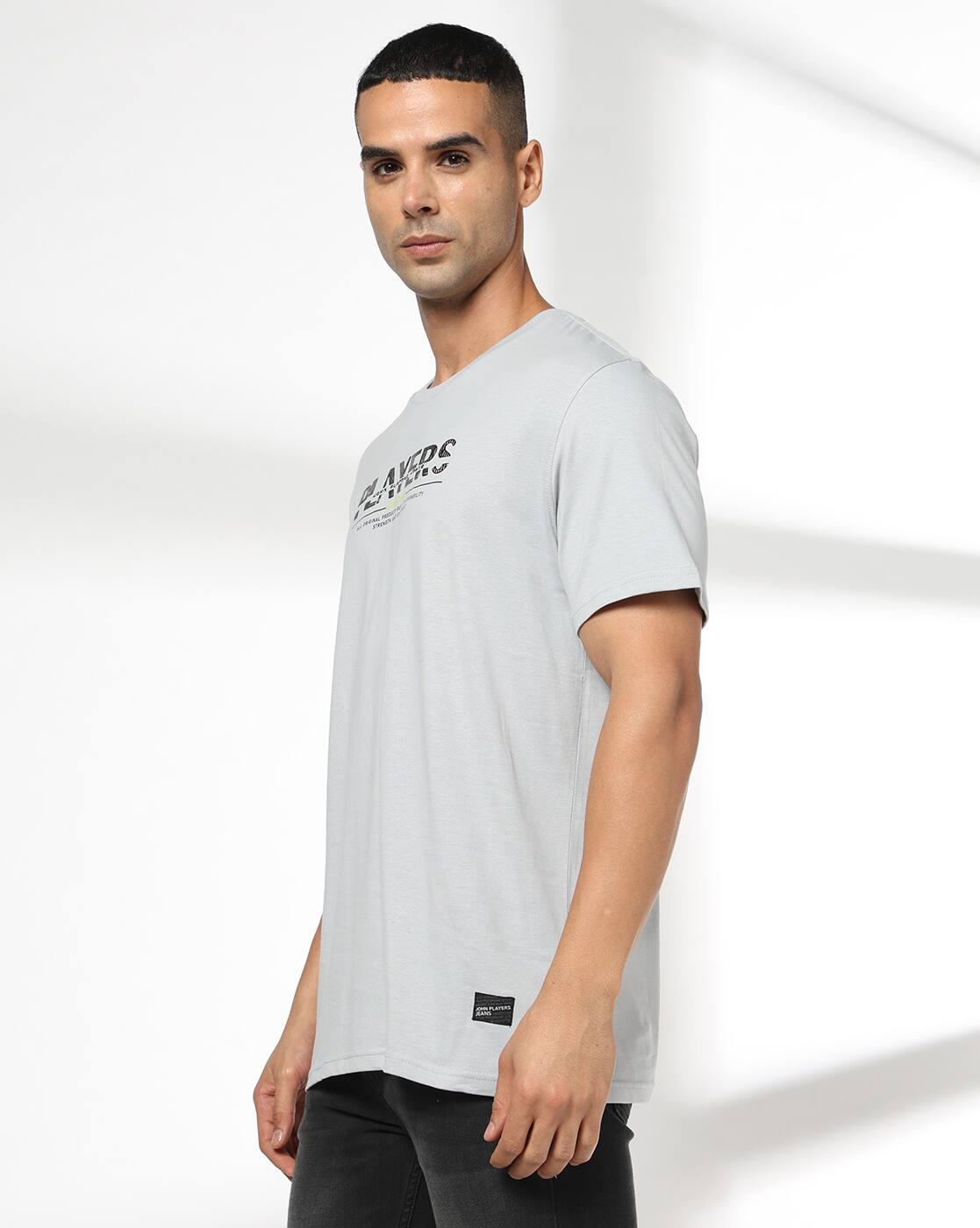 Men Brand Print Slim Fit Round-Neck T-Shirt