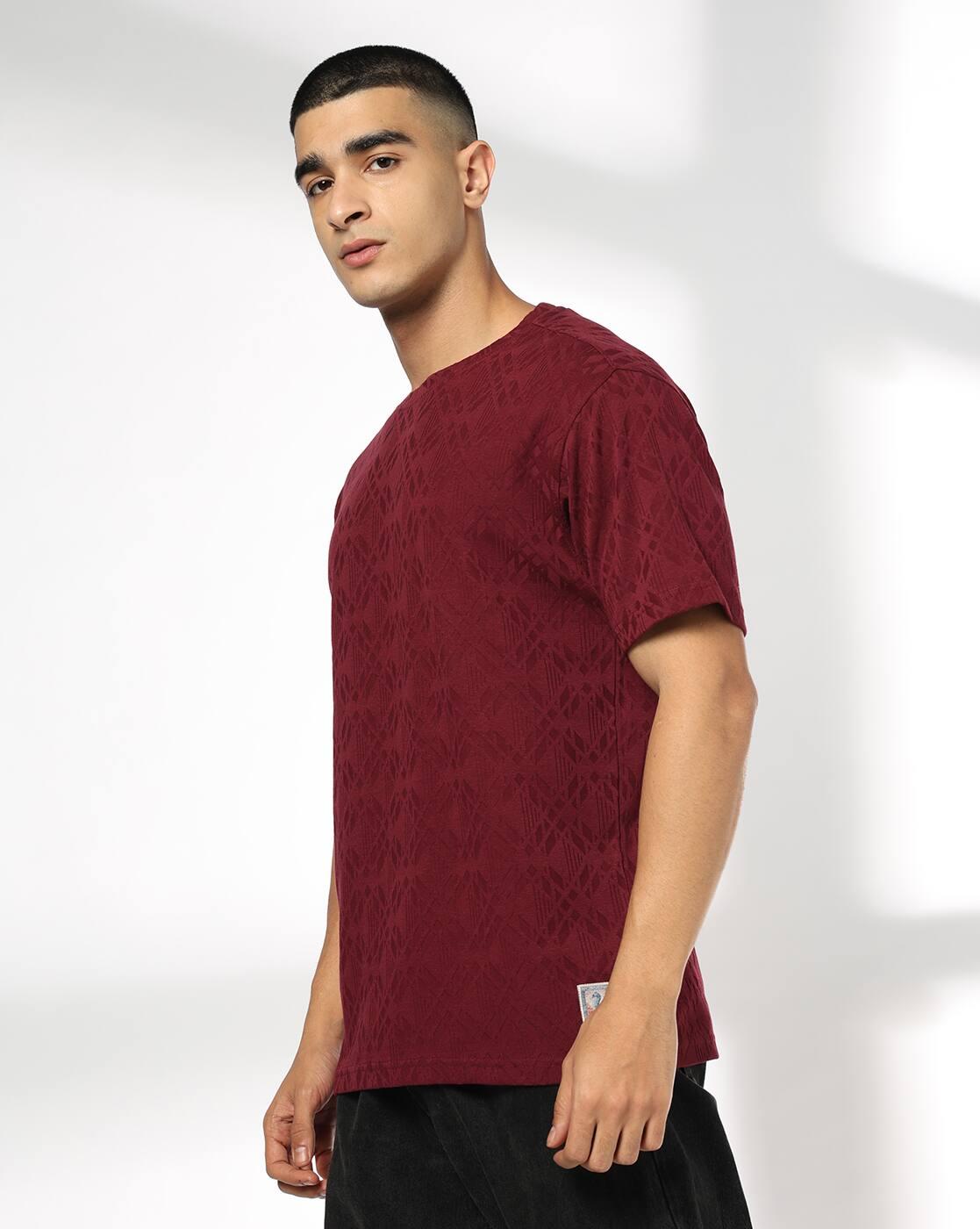 Men Patterned Relaxed Fit Crew-Neck T-Shirt