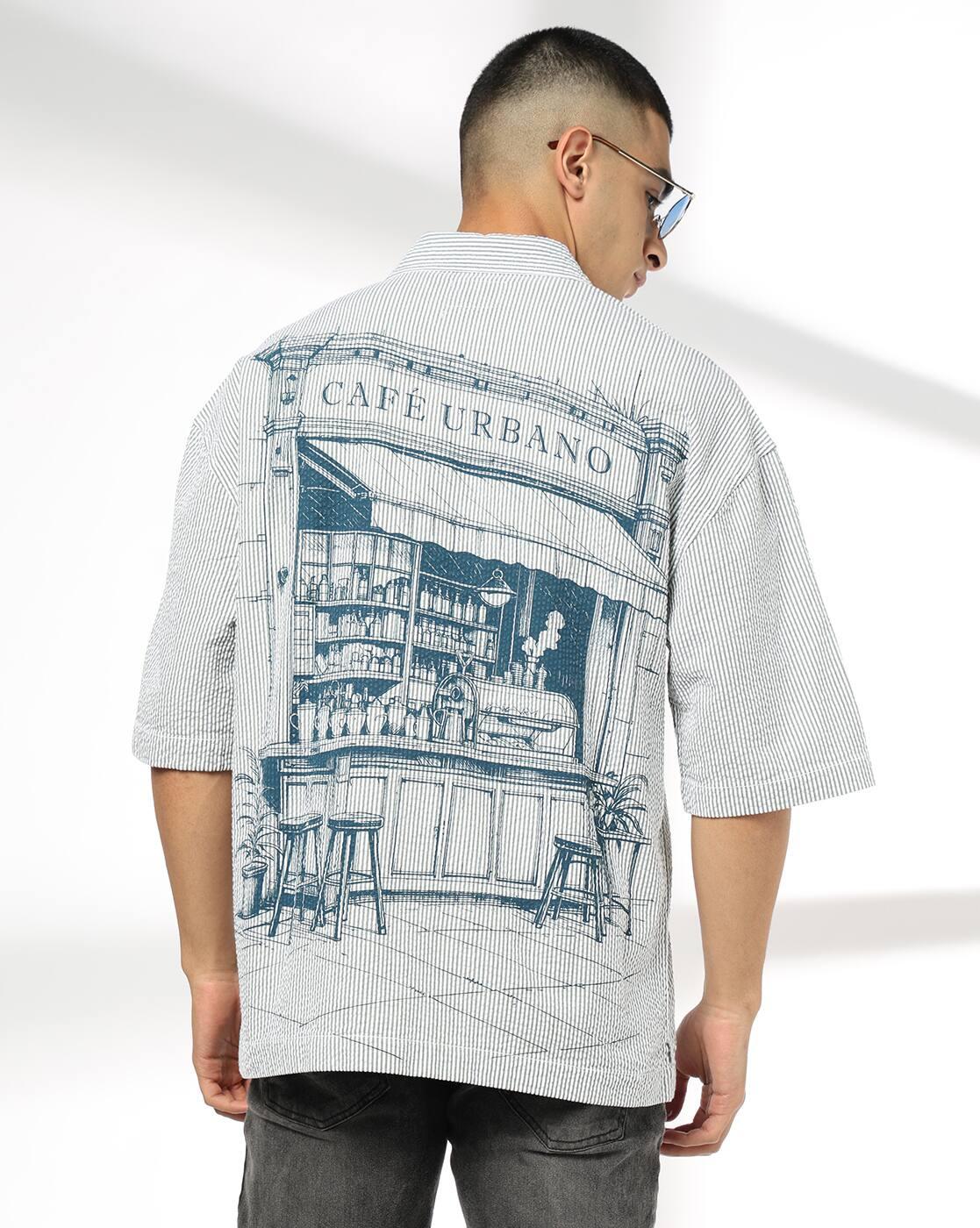 Men Striped Boxy Fit Shirt