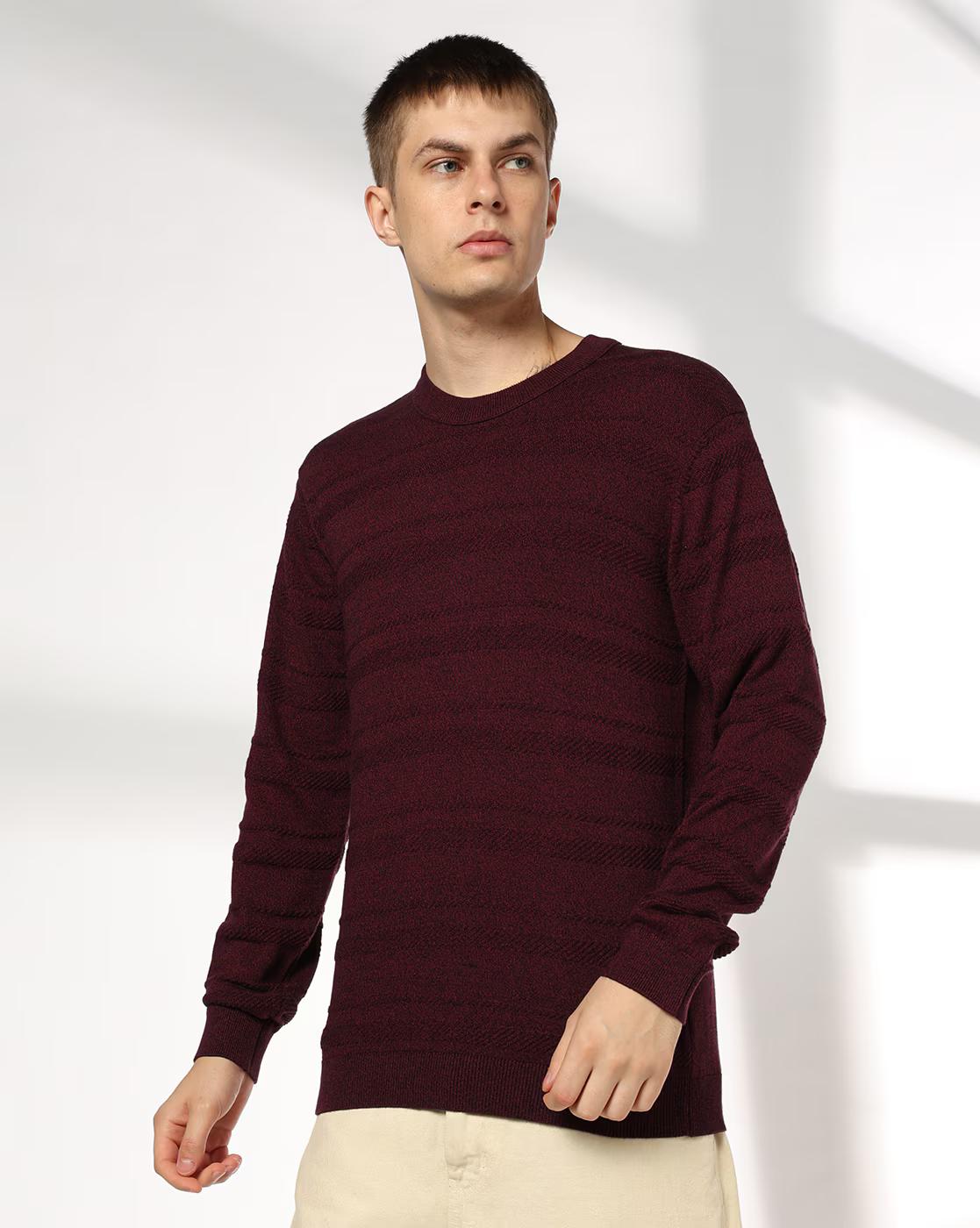 Men Striped Regular Fit Crew-Neck T-Shirt