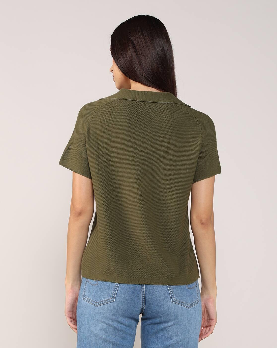 Women Regular Fit Cotton Polo T-Shirt