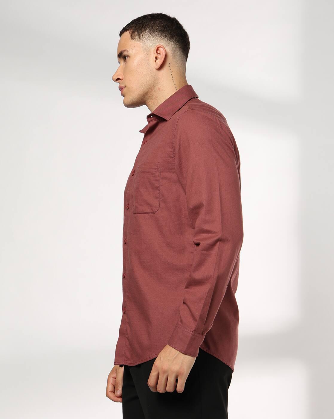 Men Slim Fit Oxford Dobby Shirt with Patch Pocket
