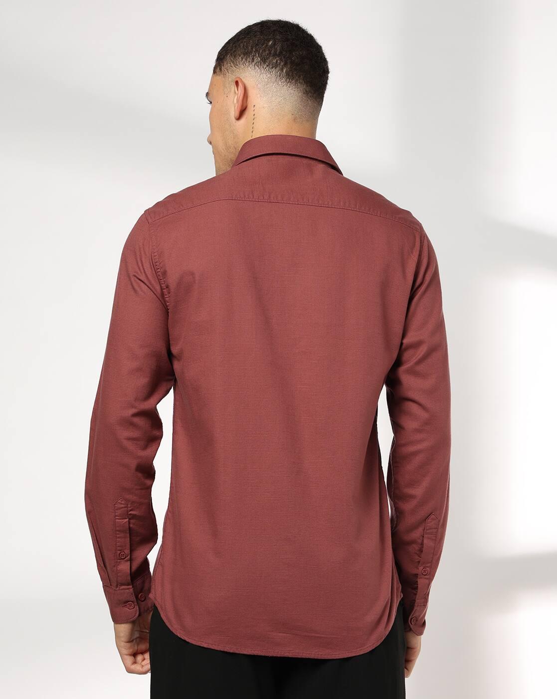 Men Slim Fit Oxford Dobby Shirt with Patch Pocket