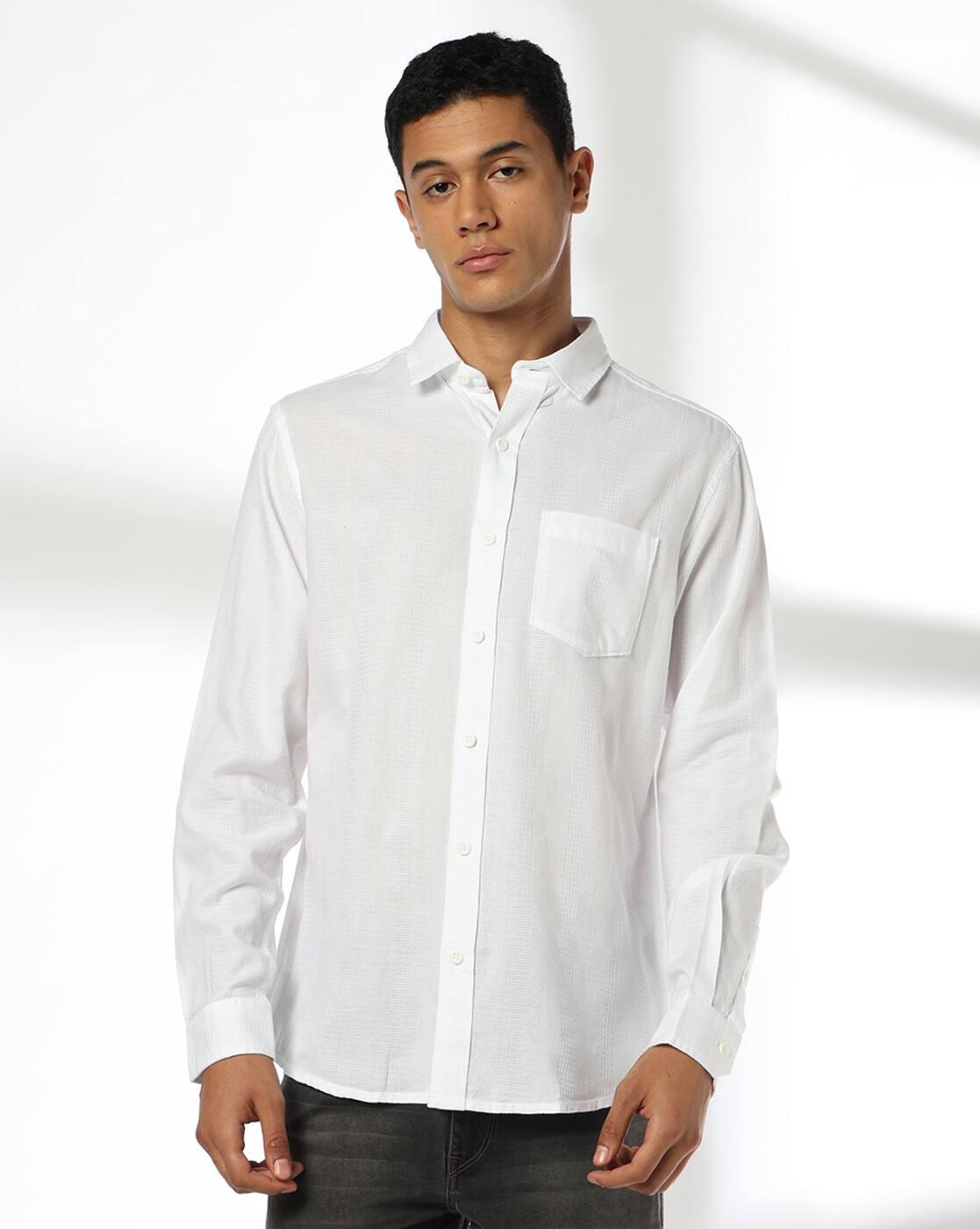 Men Patterned Slim Fit Shirt with Patch Pocket