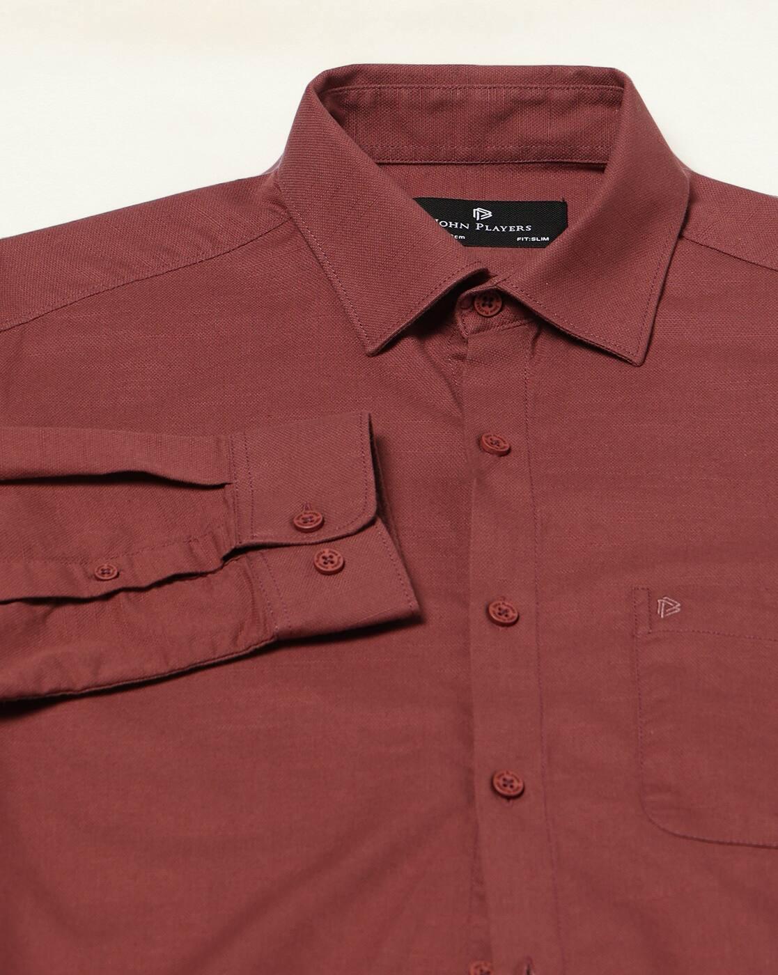 Men Slim Fit Oxford Dobby Shirt with Patch Pocket
