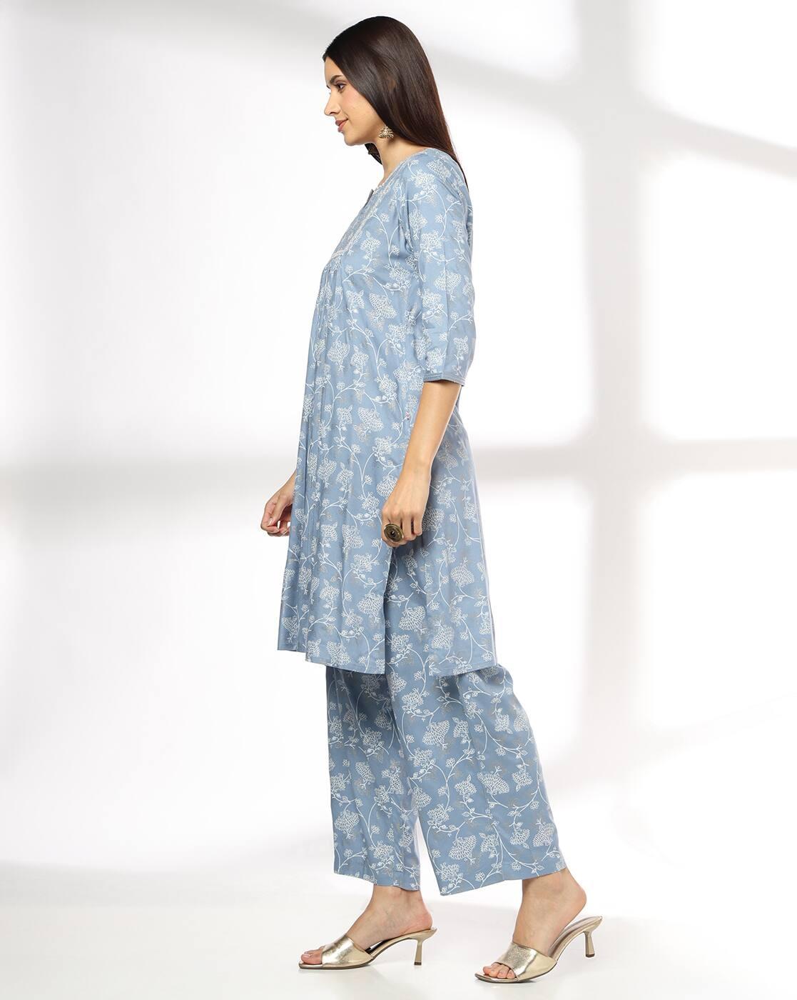 Women Floral Print Straight Kurta & Palazzos Set