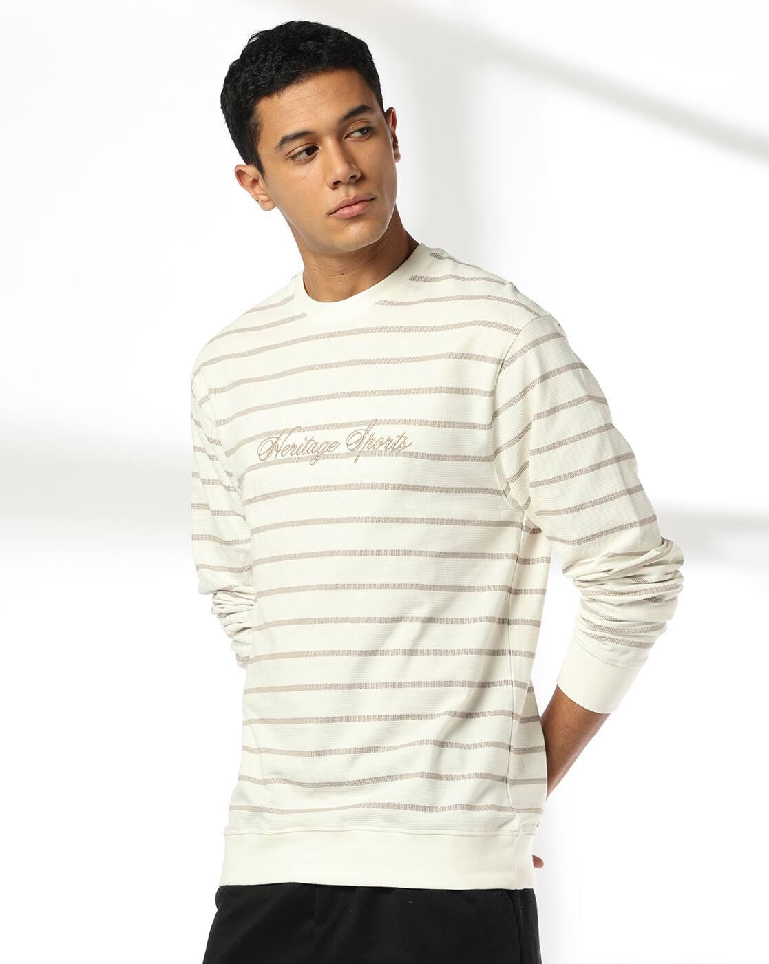 Men Striped Regular Fit Sweatshirt