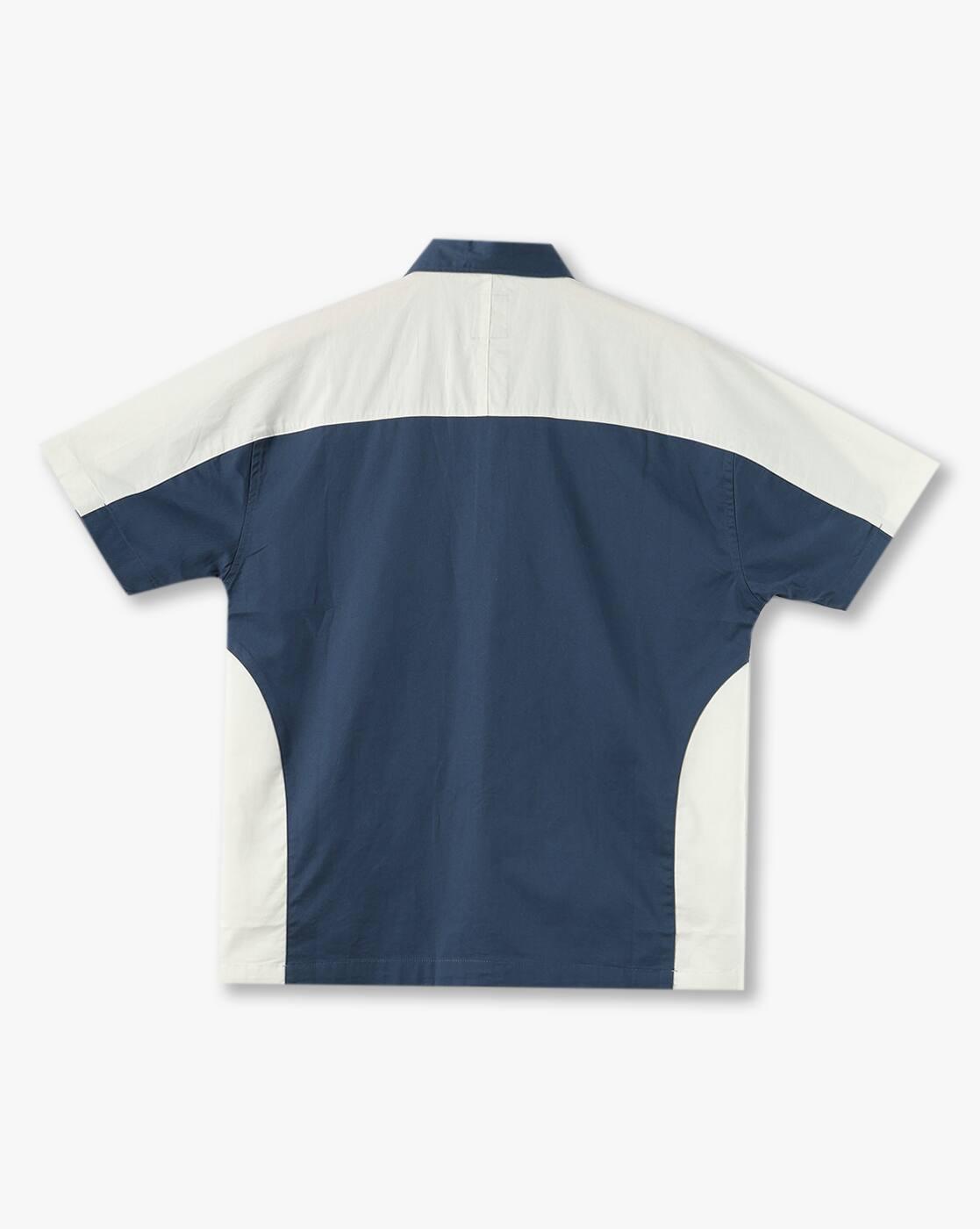 Boys Colourblock Boxy Fit Shirt with Embroidered Badge