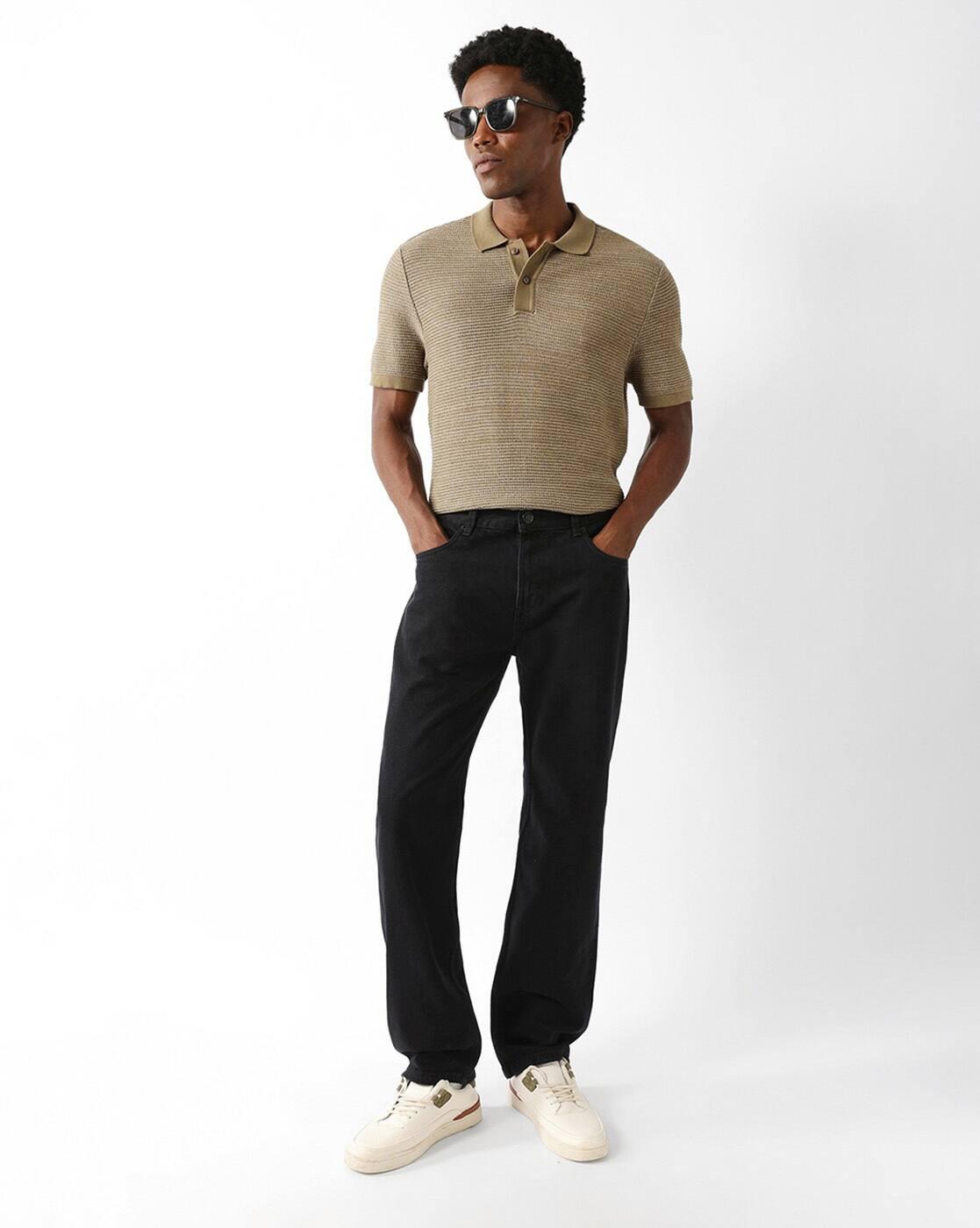 Light-Wash Straight Jeans