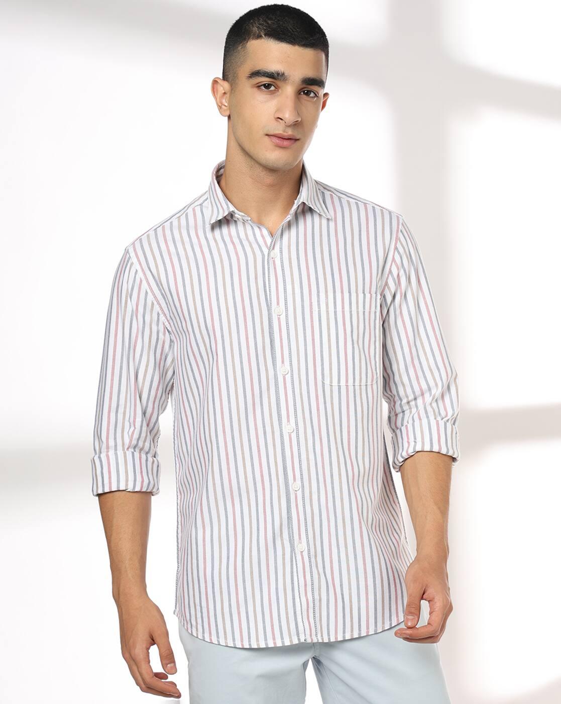 Men Striped Slim Fit Cotton Shirt