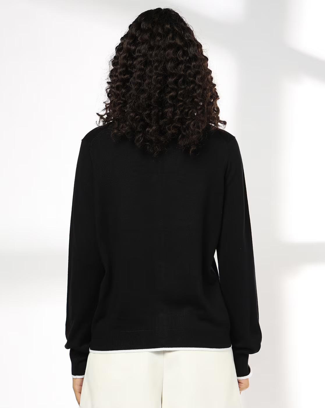 Women Cardigan with Contrast Tipping Detail