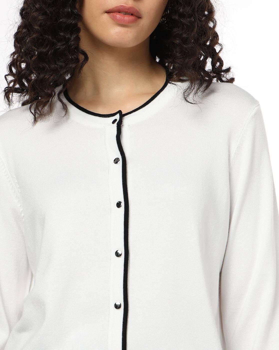 Women Cardigan with Contrast Tipping Detail