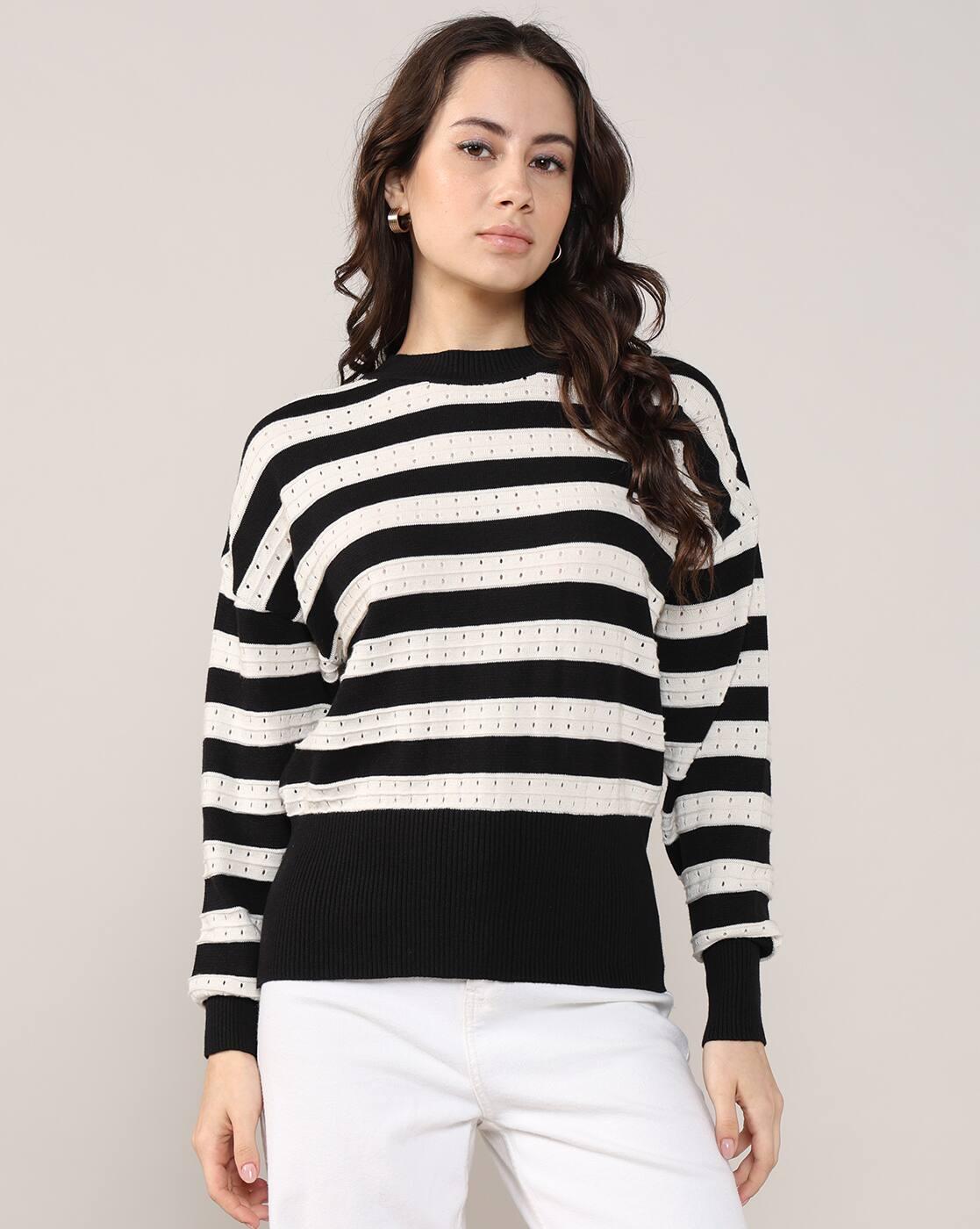 Women Striped Regular Fit Round-Neck T-Shirt
