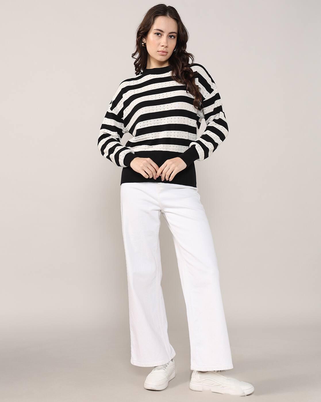 Women Striped Regular Fit Round-Neck T-Shirt