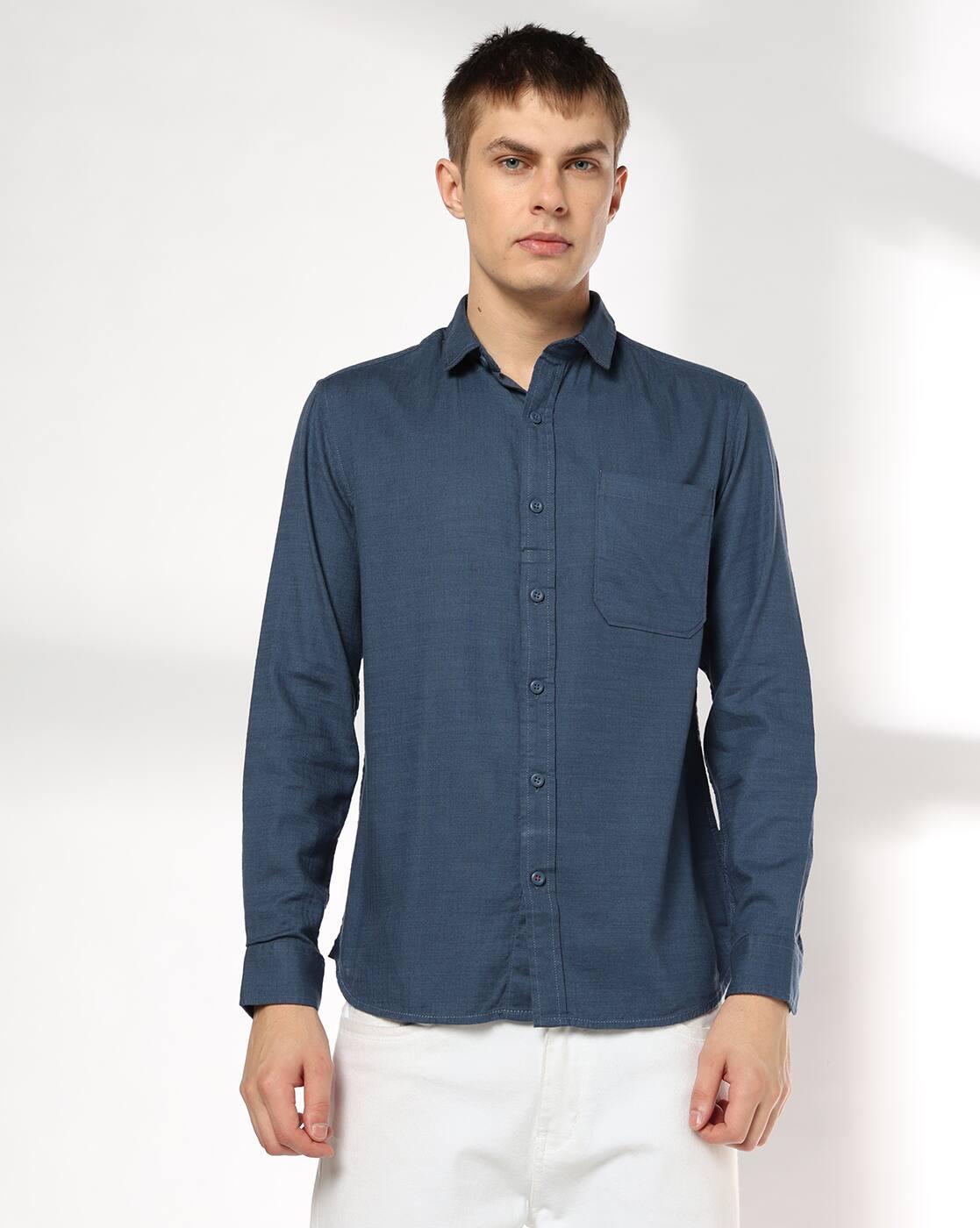 Men Slim Fit Shirt with Patch Pocket