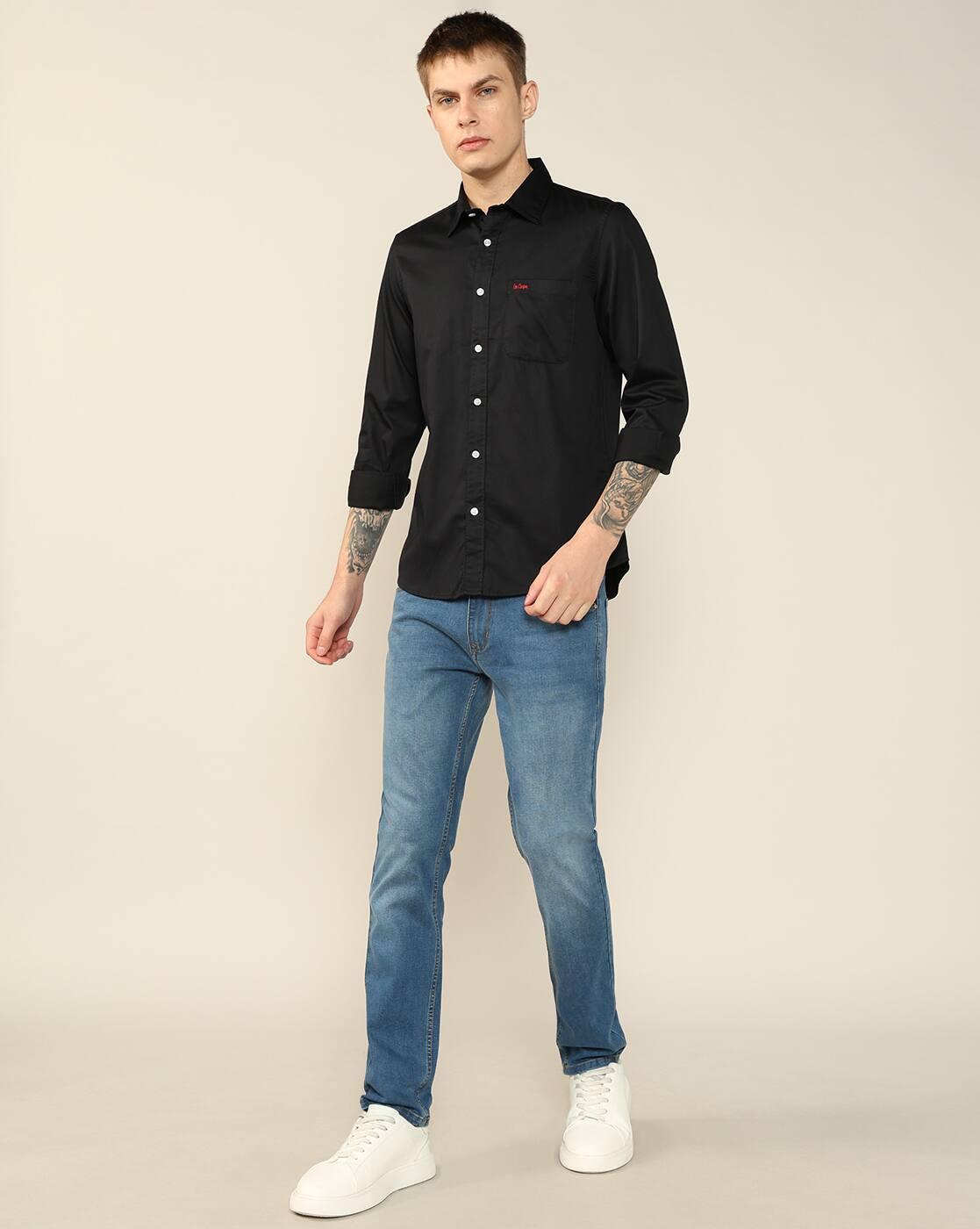 Men Regular Fit Shirt with Patch Pocket