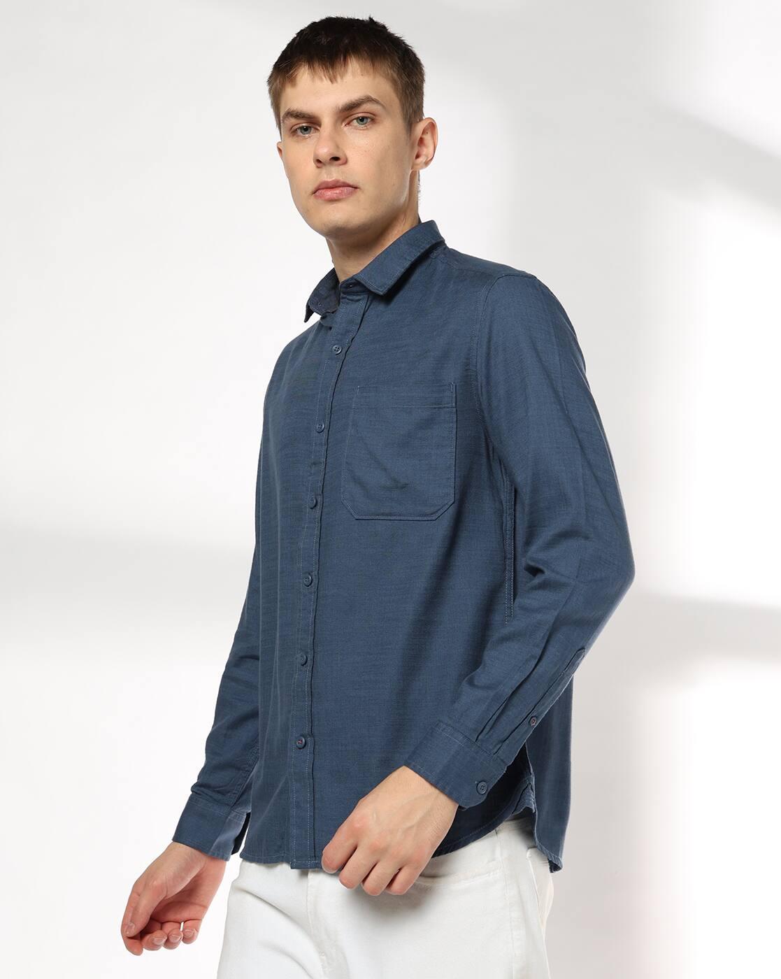 Men Slim Fit Shirt with Patch Pocket