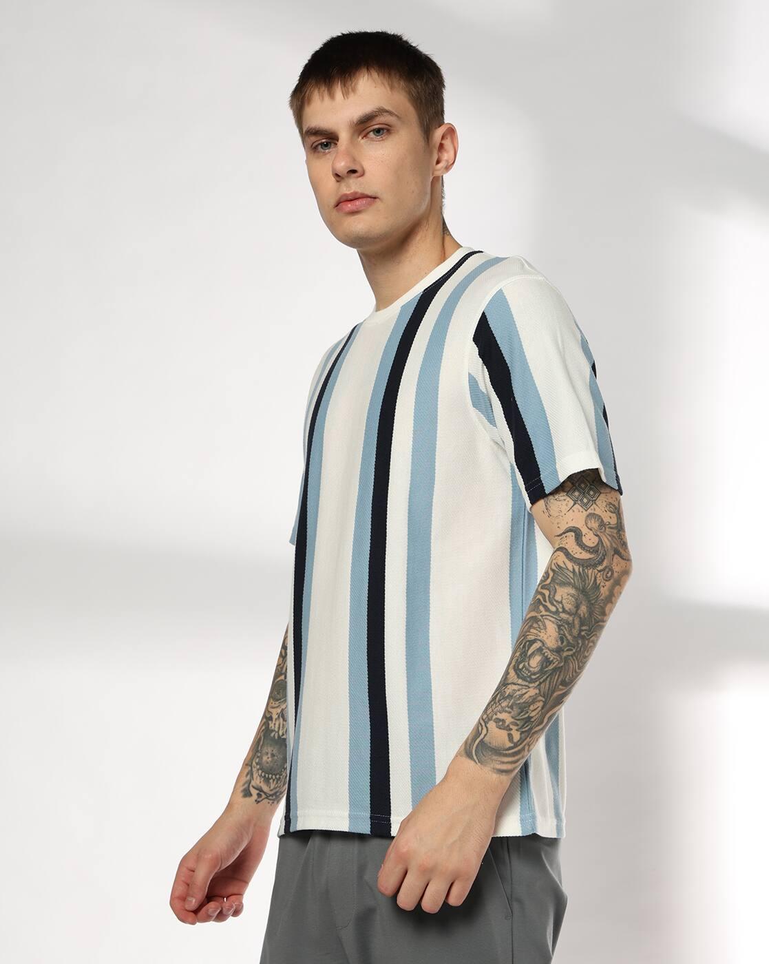 Men Striped Recular Fit Crew-Neck T-Shirt