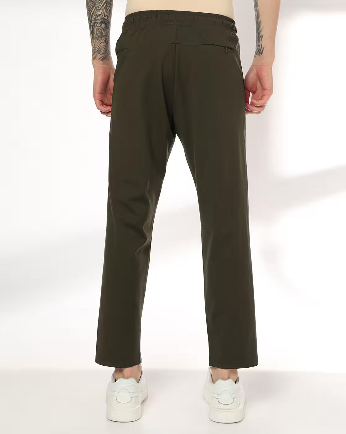 Men Straight Track Pants with Insert Pockets