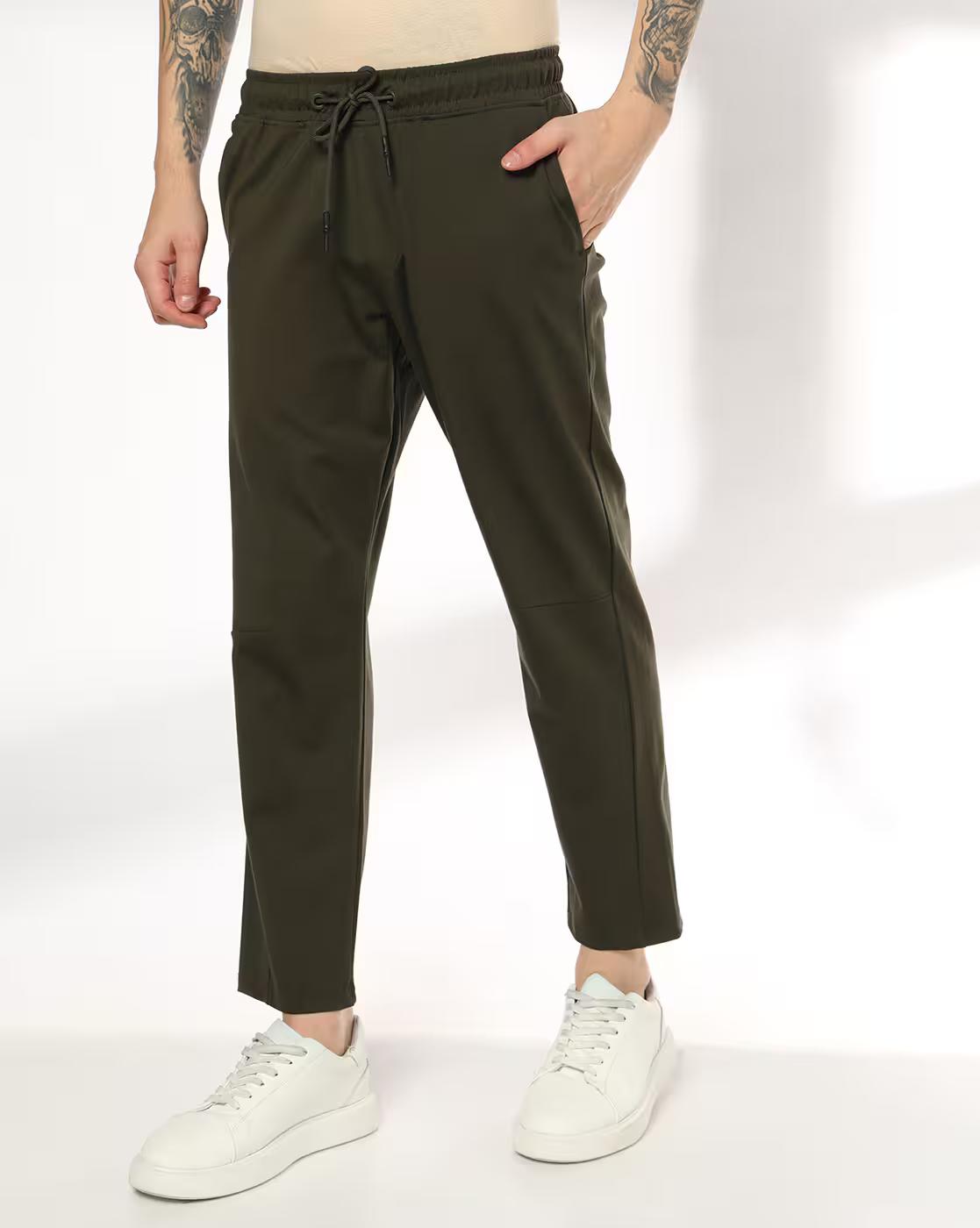 Men Straight Track Pants with Insert Pockets