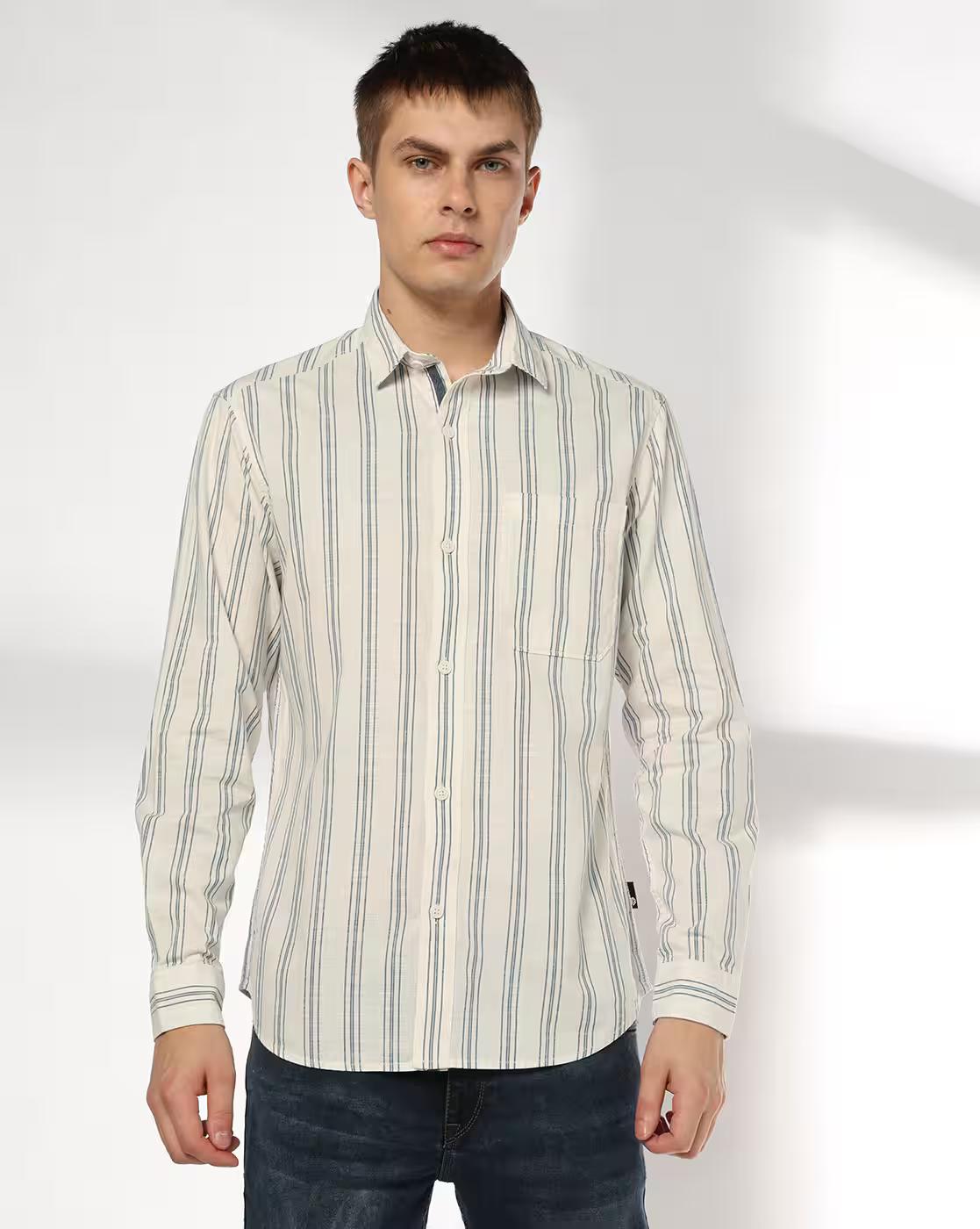 Men Striped Slim Fit Cotton Shirt