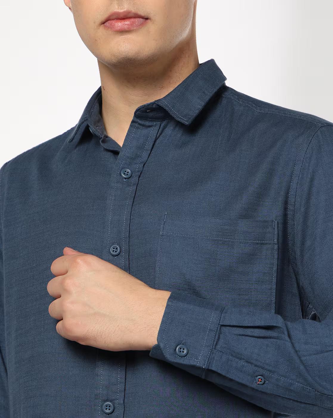 Men Slim Fit Shirt with Patch Pocket