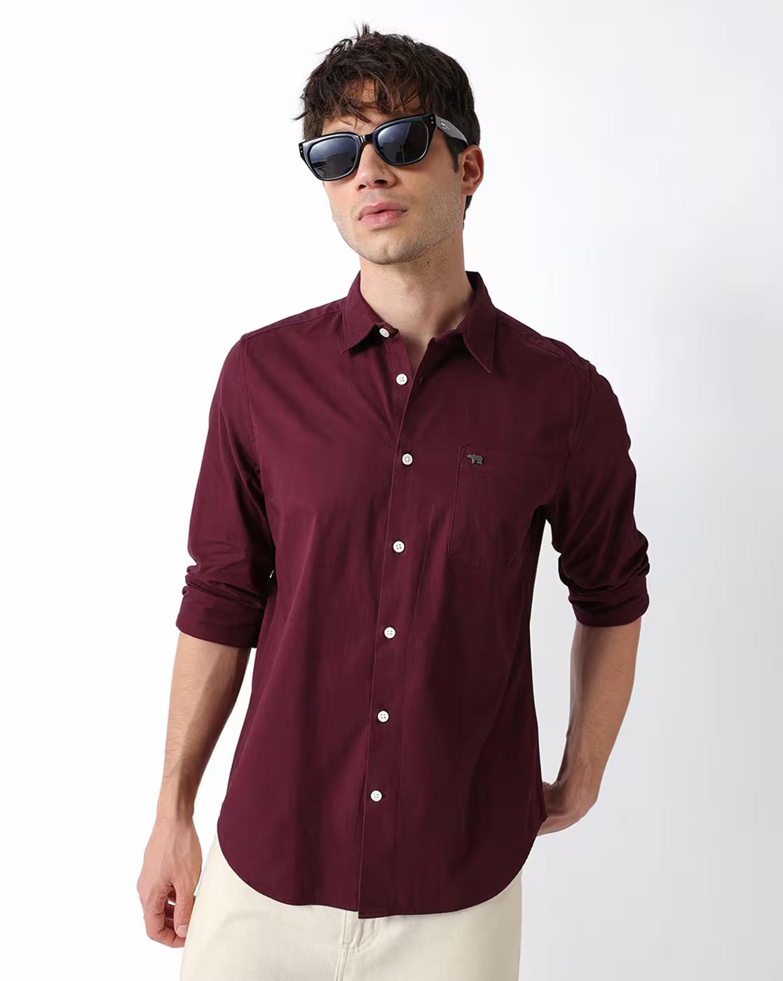 Men Regular Fit Peached Twill Cotton Casual Shirt