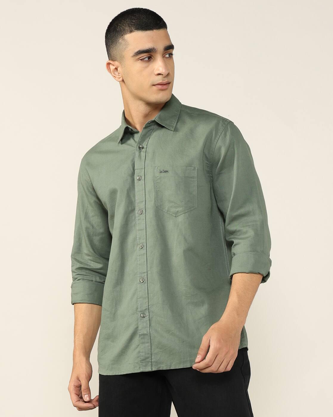 Men Regular Fit Shirt with Patch Pocket