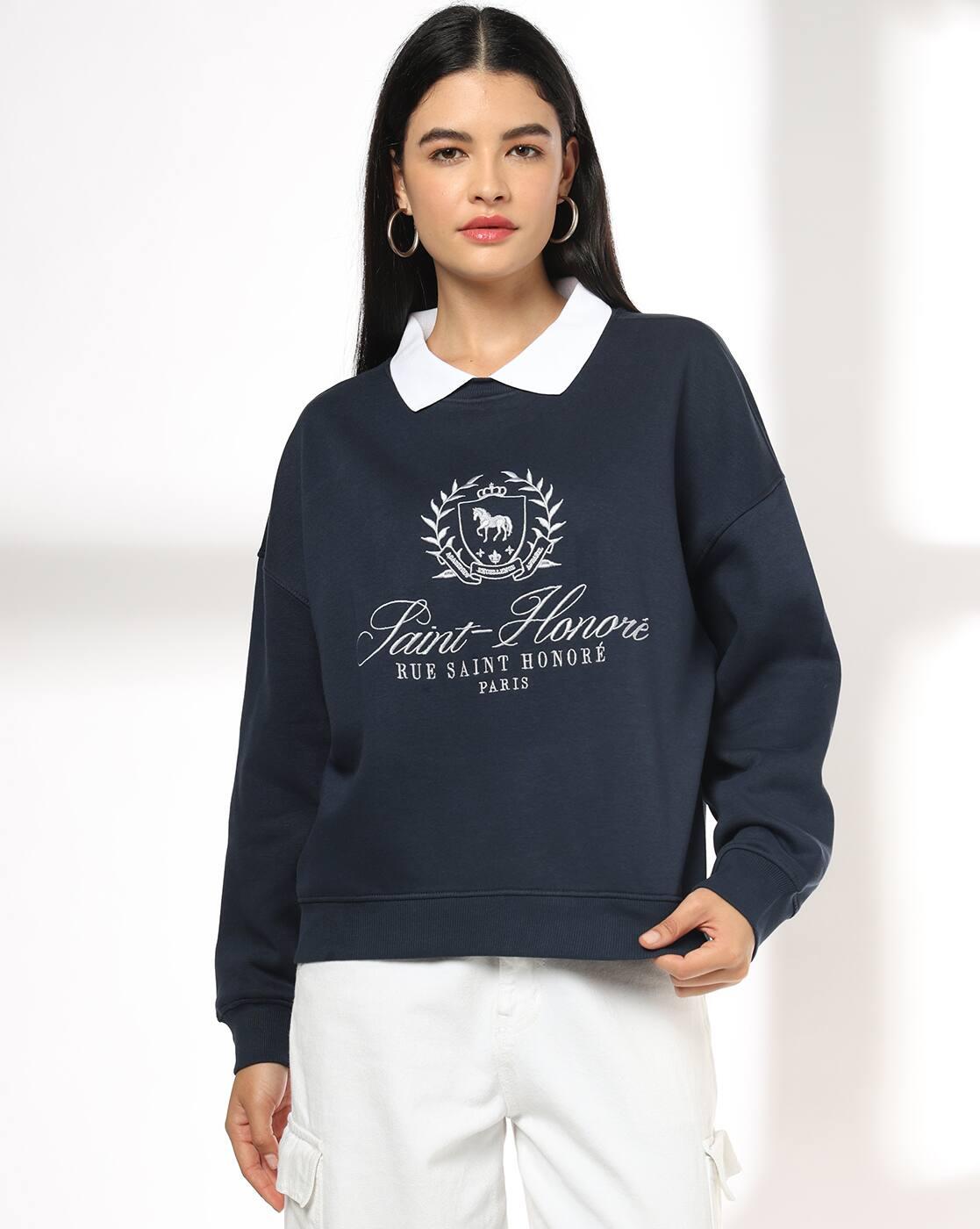 Women Embroidered Regular Fit Sweatshirt