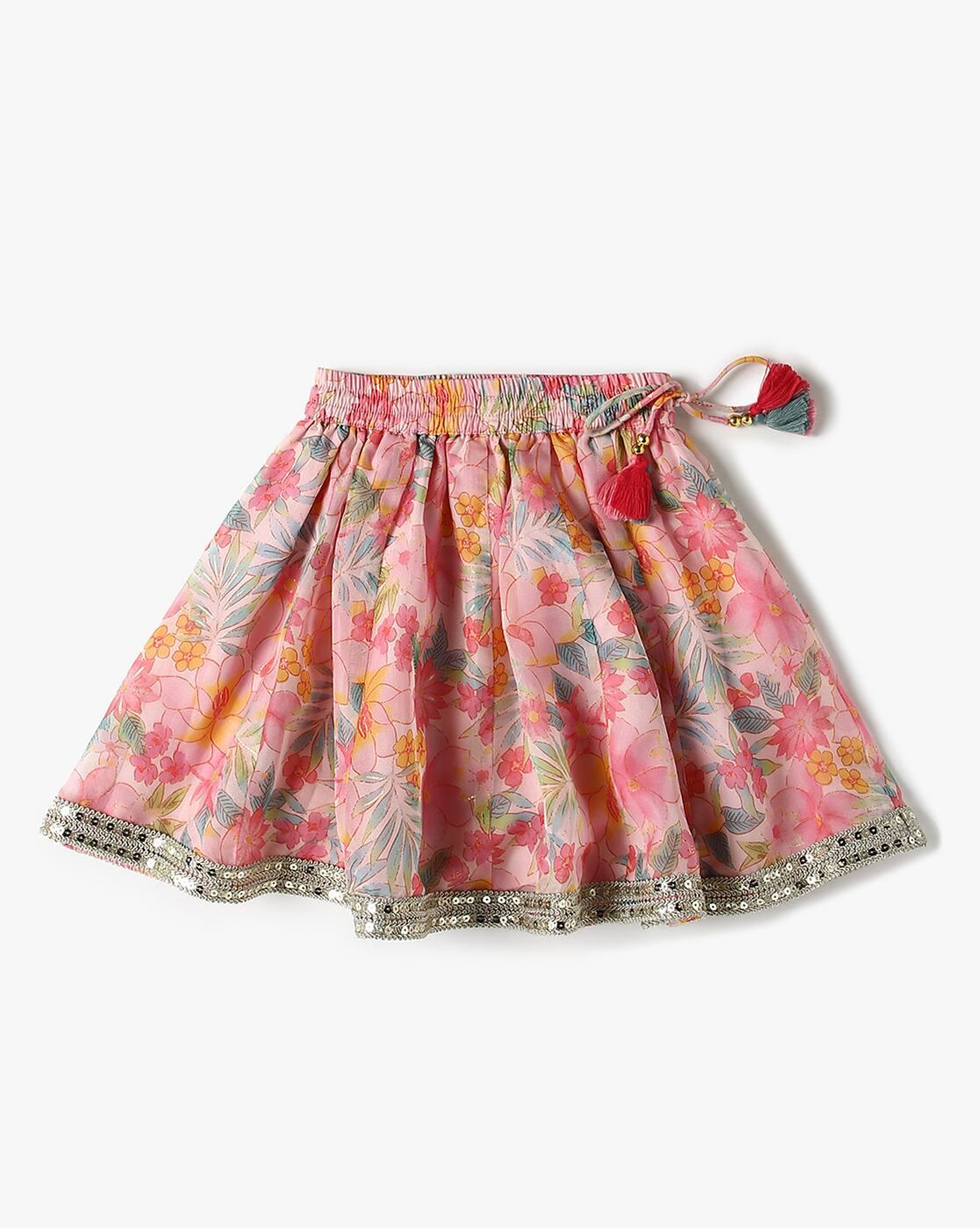 Girls Floral Print Ghagra & Choli Set