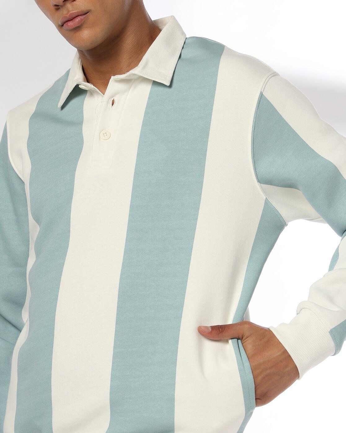 Men Striped Slim Fit Polo Sweatshirt