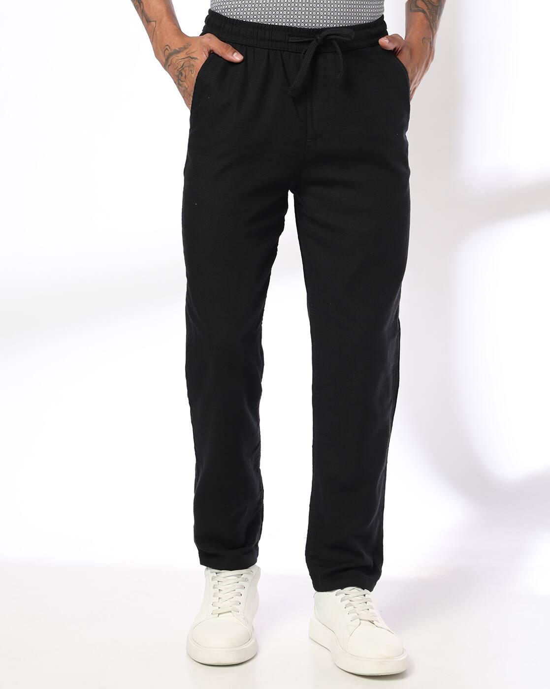Men Regular Fit Flat-Front Trousers
