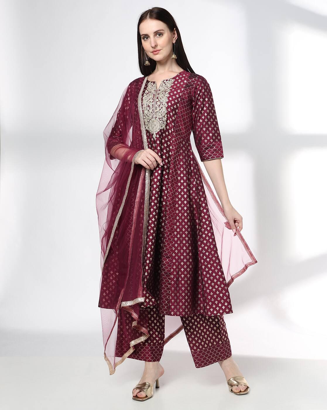Women Printed A-Line Kurta with Palazzos & Dupatta