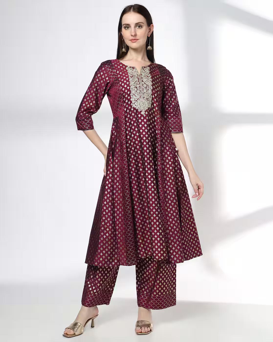 Women Printed A-Line Kurta with Palazzos & Dupatta