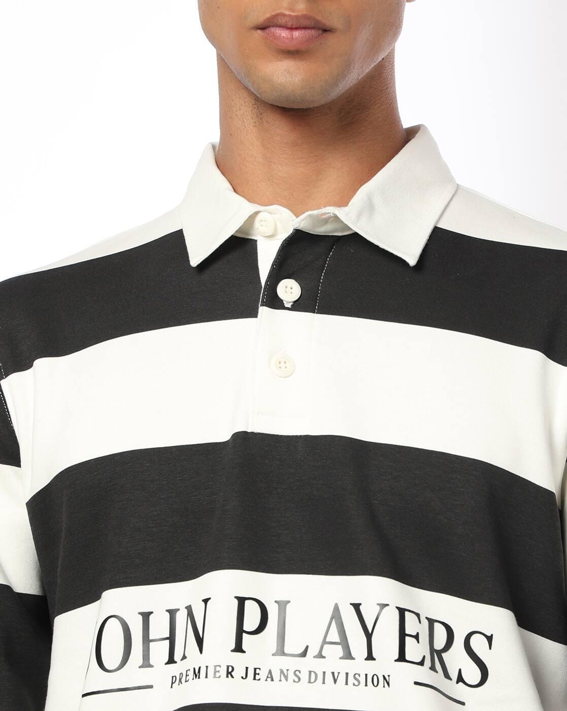 Men Striped Regular Fit Polo Sweatshirt