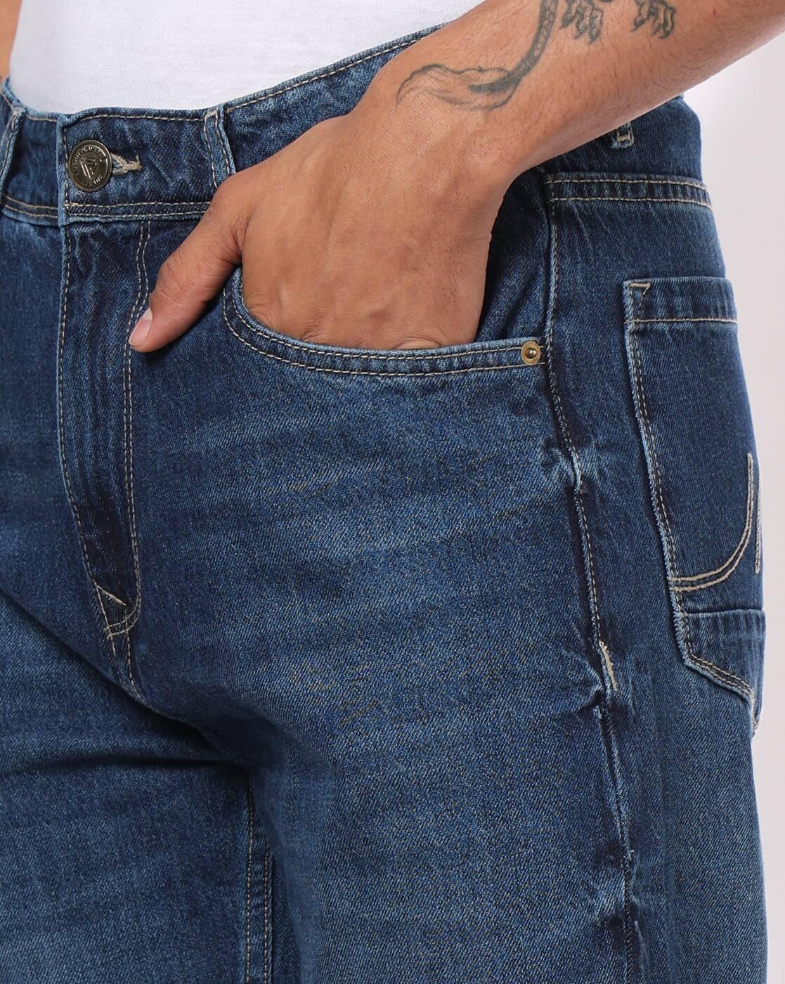 Men Mid-Wash Straight Jeans