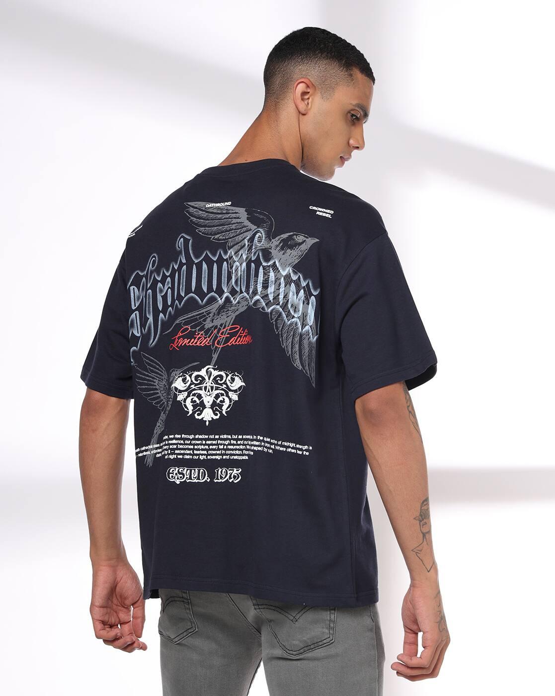 Men Graphic Print Boxy Fit Crew-Neck T-Shirt