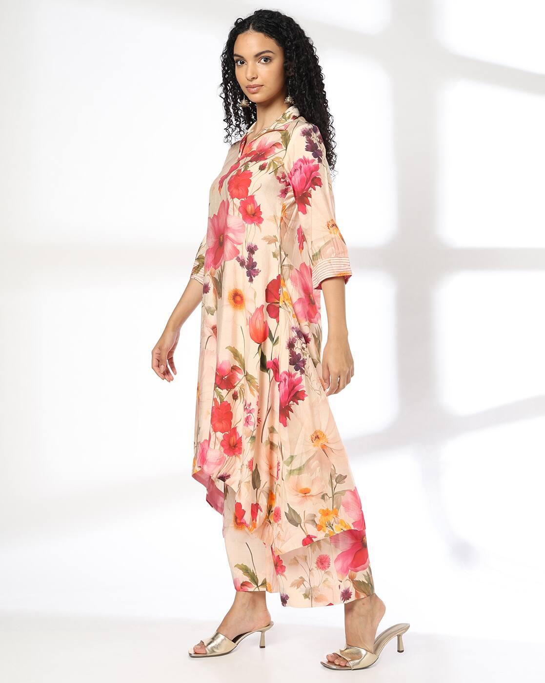Women Floral Print Straight Kurta & Palazzos Set