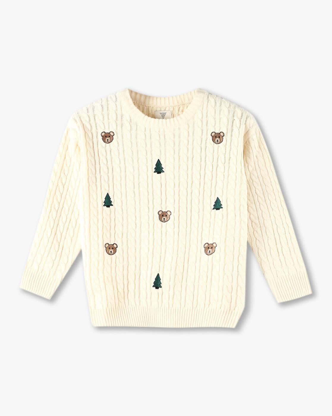 Boys Cable-Knit Round-Neck Sweater
