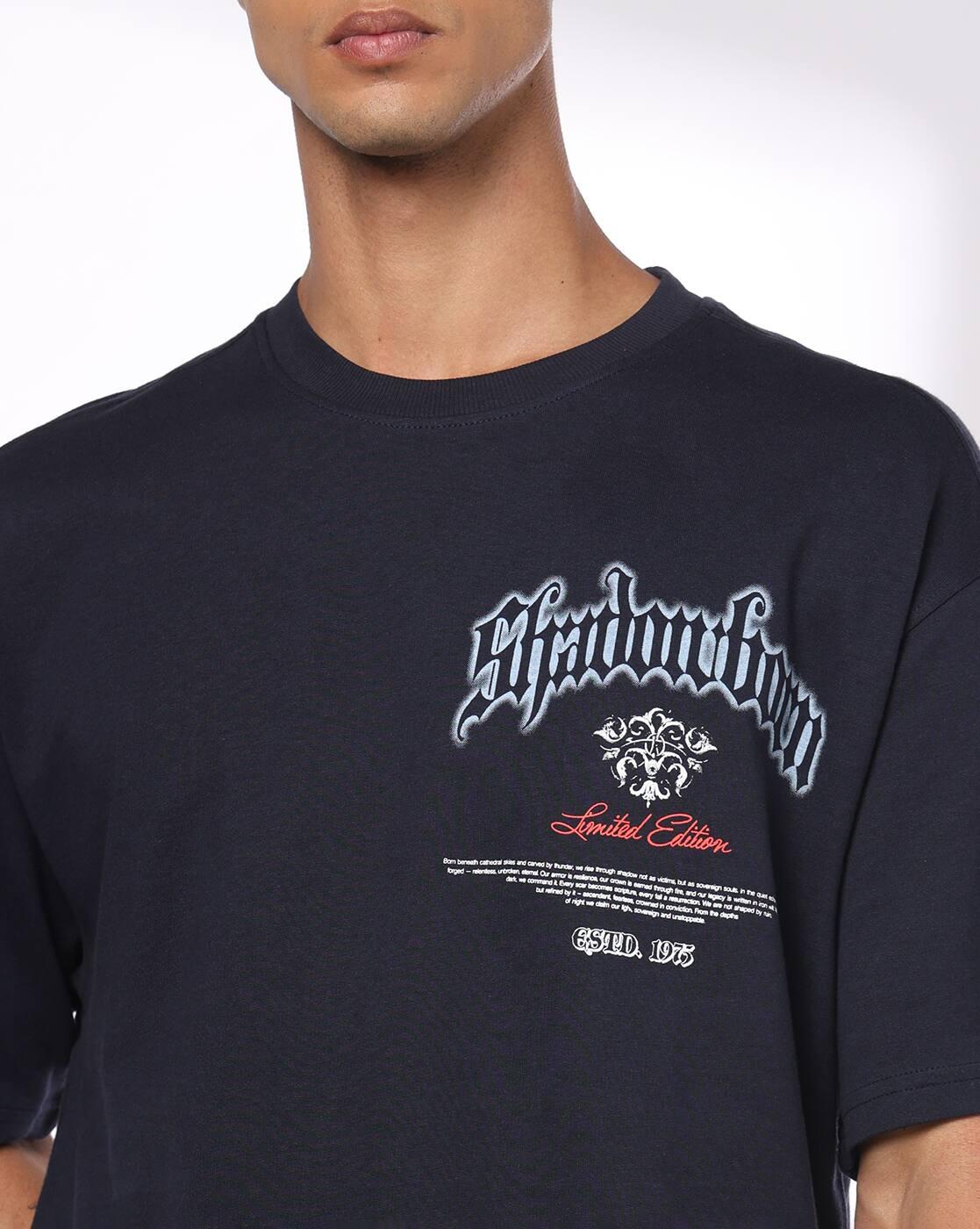 Men Graphic Print Boxy Fit Crew-Neck T-Shirt