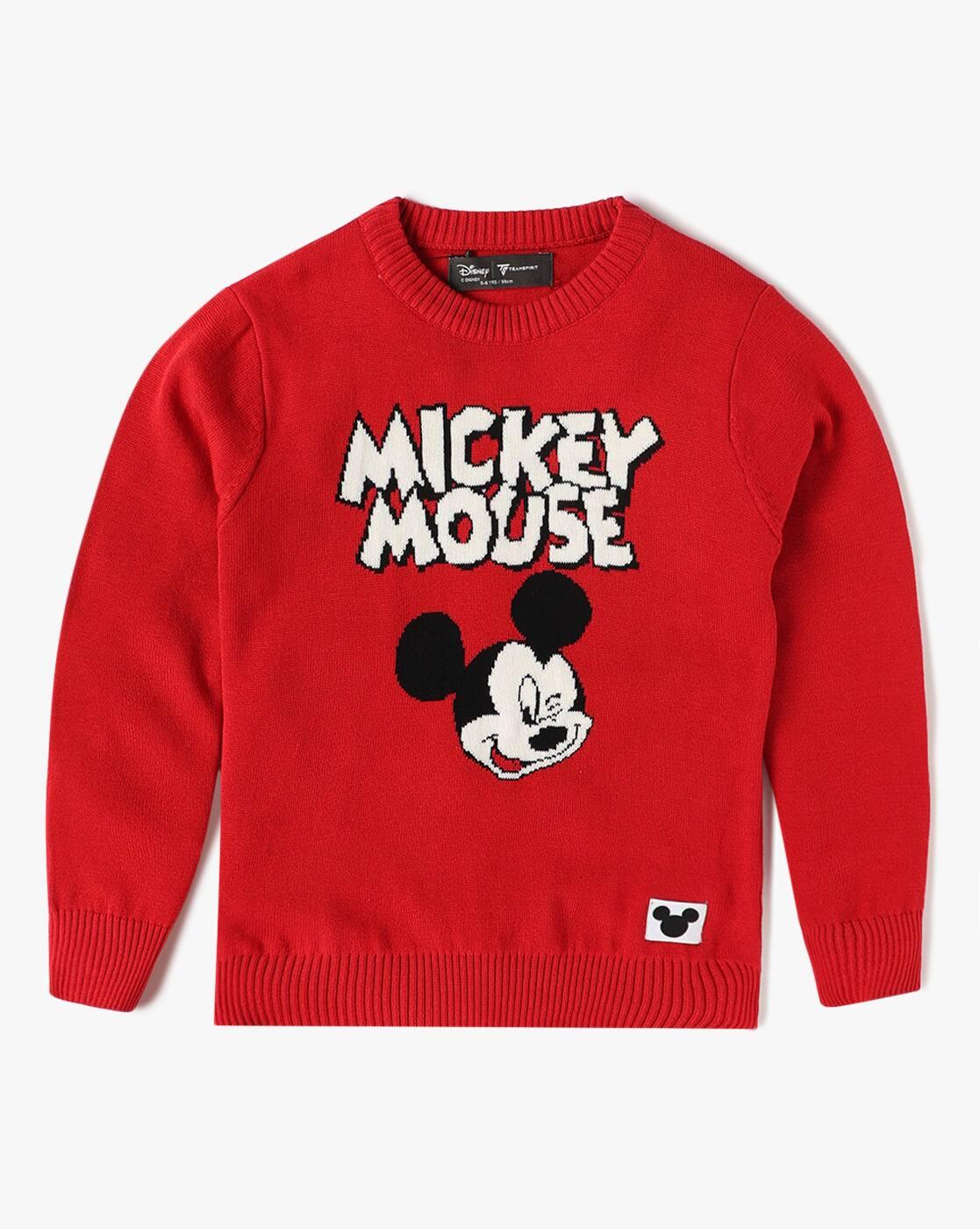 Boys Mickey House Print Tailored Fit Round-Neck T-Shirt