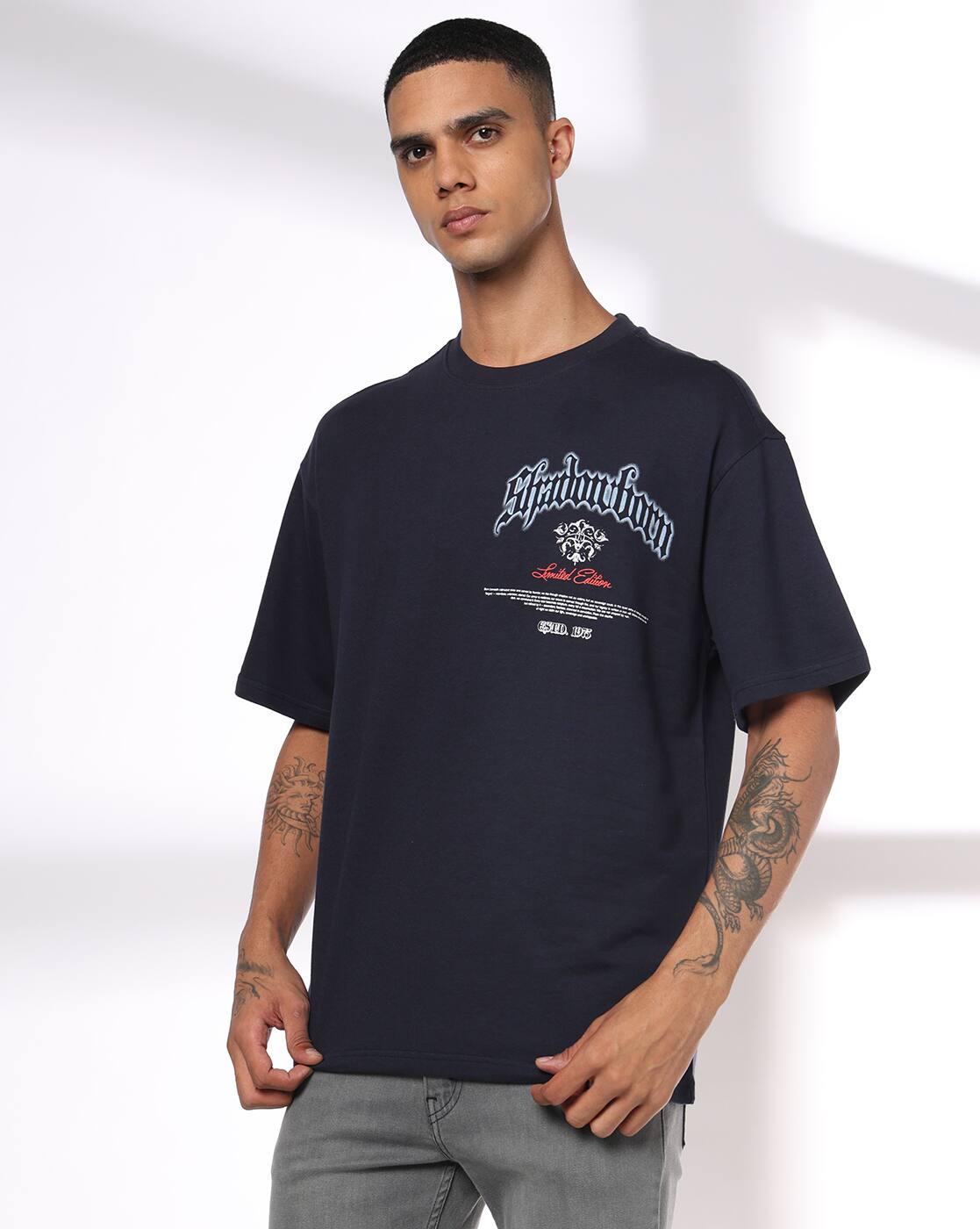 Men Graphic Print Boxy Fit Crew-Neck T-Shirt