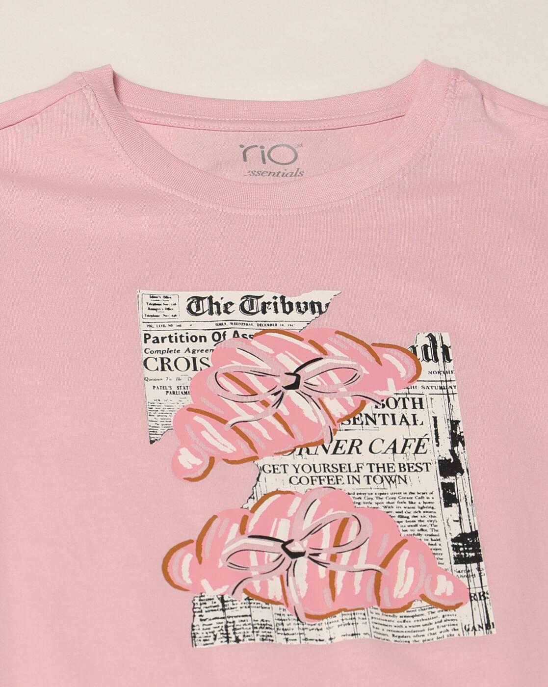 Women All-Over Graphic Print T-Shirt & Pyjamas Set