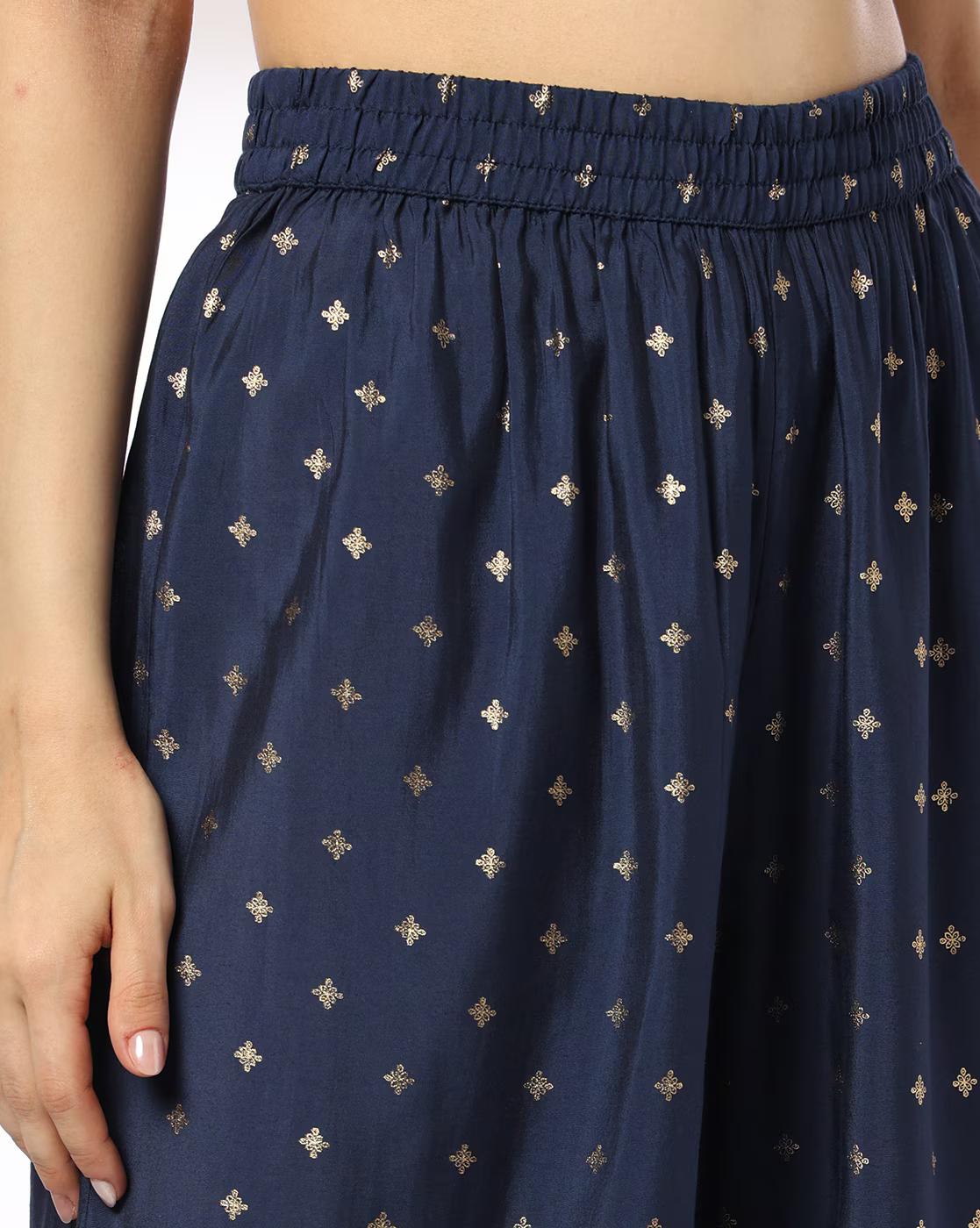 Women Foil Print Straight Kurta with Palazzos Co-Ord Set