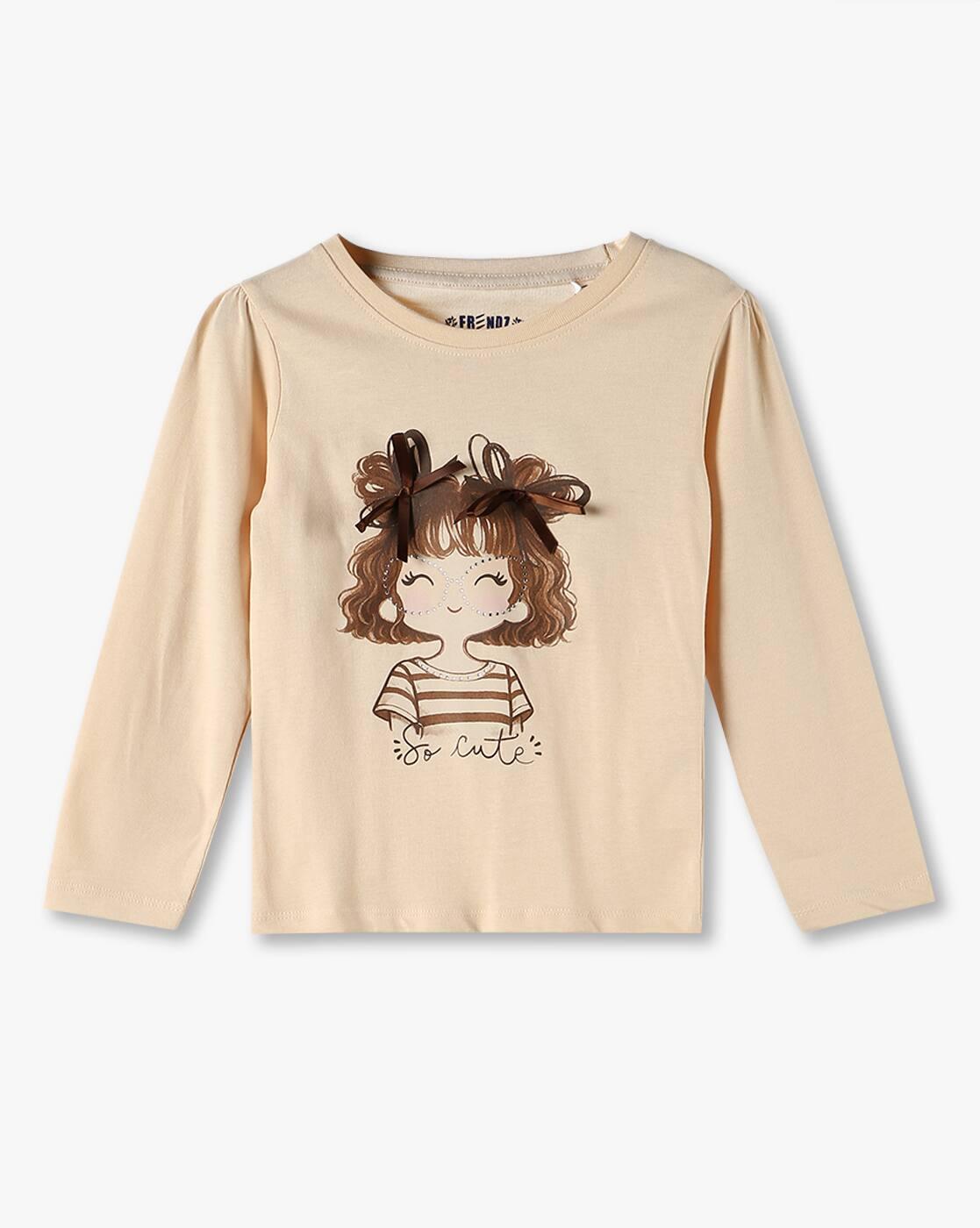Girls Graphic Print Regular Fit Crew-Neck T-Shirt