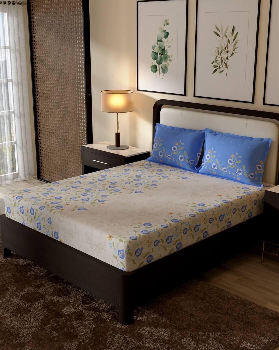 144 TC Cotton Bedsheet with 2 Pillow Covers