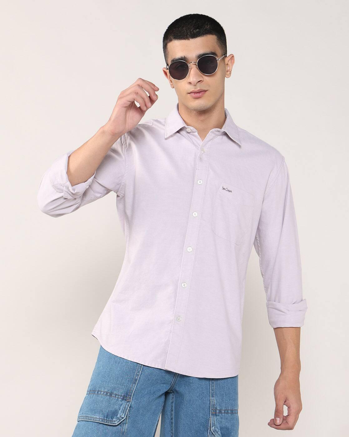 Men Regular Fit Shirt with Patch Pocket